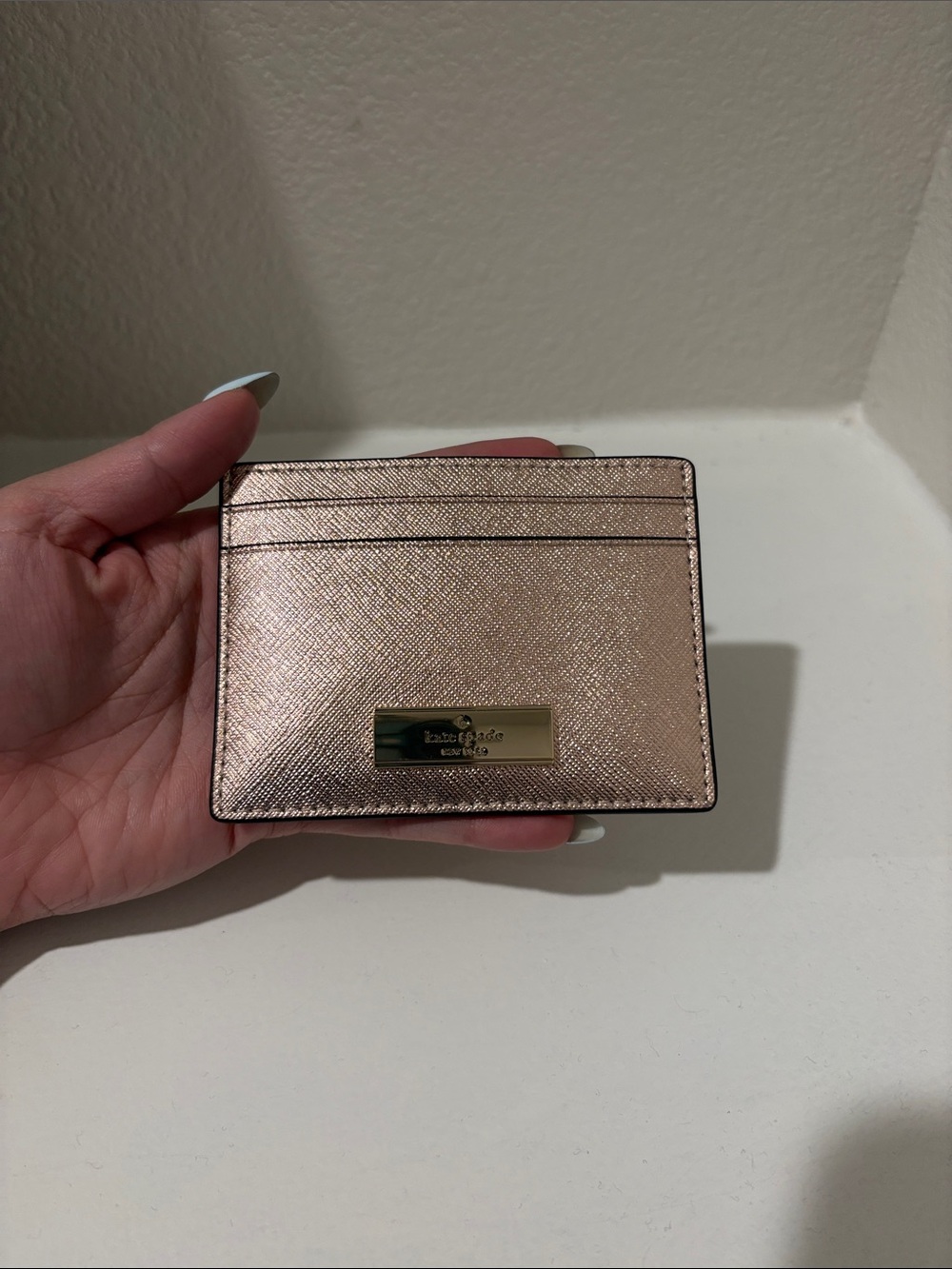 Kate Spade Metallic Rose Gold Card Slot Holder